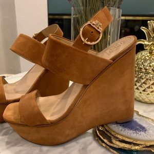 Tory Burch Tan Suede Wedges